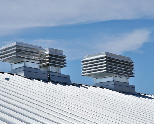 Roof of ecologically retrofitted building